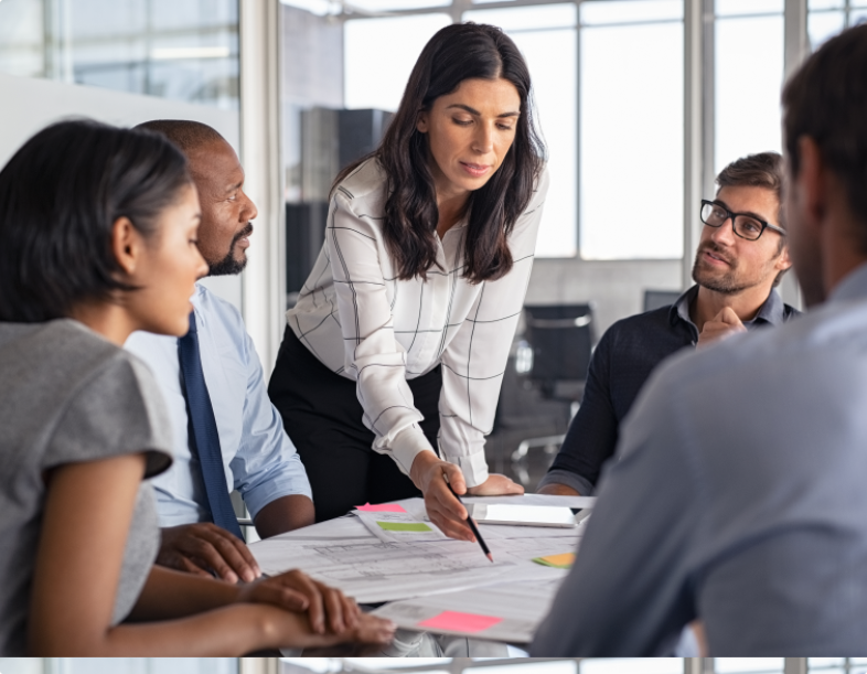 Account management team strategizing to meet a new funding request for a client