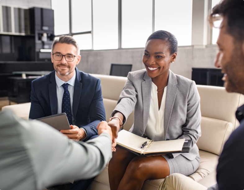 Diverse financial services team collaborating on asset-based lending solutions